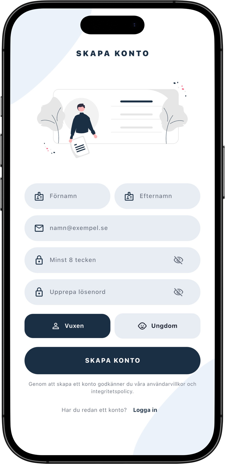 Skapa konto i Tracka-appen